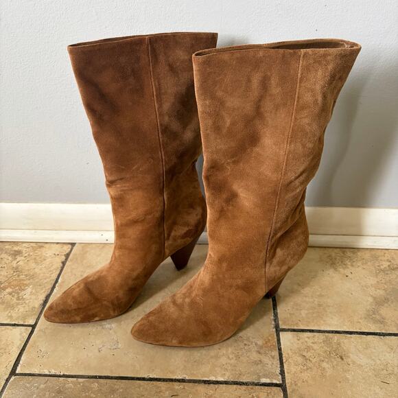 Veronica Beard Shoes - Veronica Beard Blondie Slouchy Suede Mid Boots In Hazelnut 9M